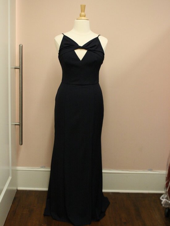 Amsale Dresses & Skirts - Modern Twist Front Navy Crepe Floor Length Formal Gown with slit Amsale Dallas